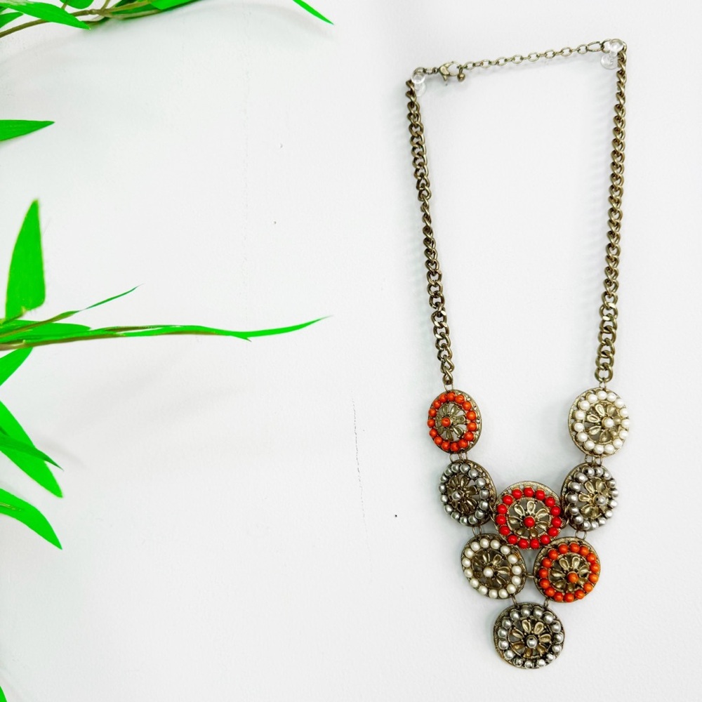 World Market Beaded Boho Gold Tone Necklace